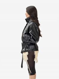 FEDERICA TOSI Bomber pelle metallo Nero