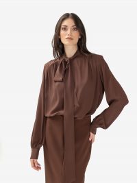 FEDERICA TOSI Camicia con sciarpetta seta Testa di moro