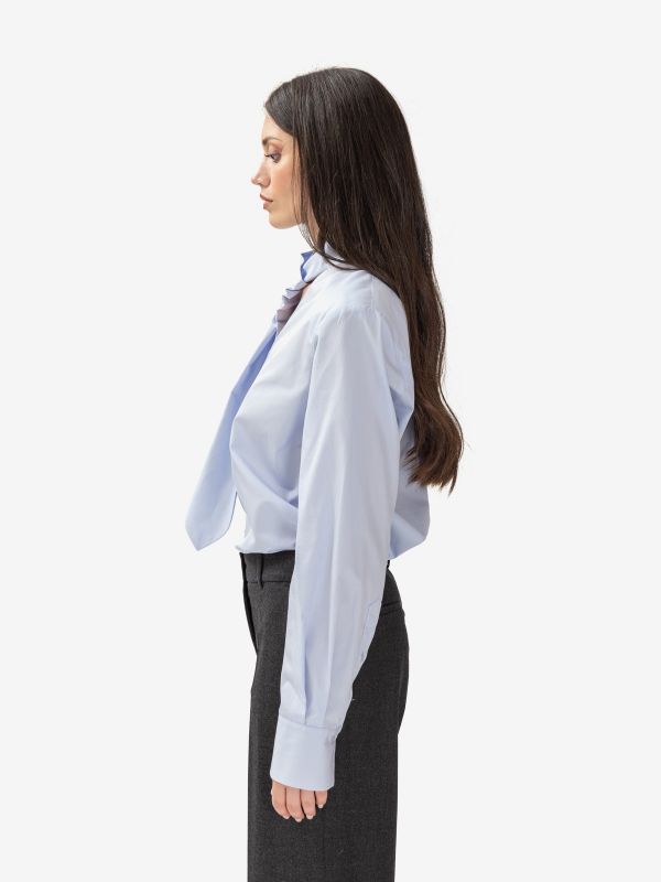 FEDERICA TOSI Camicia con sciarpina cotone Celeste