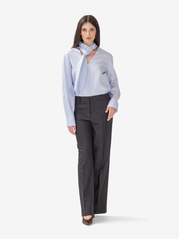 FEDERICA TOSI Camicia con sciarpina cotone Celeste