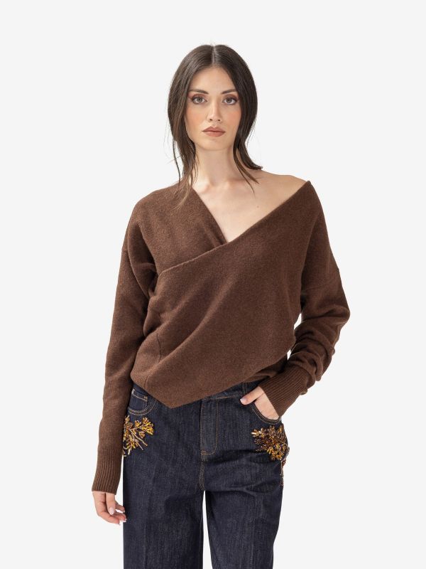 FEDERICA TOSI Maglia incrociata m/l Testa di moro