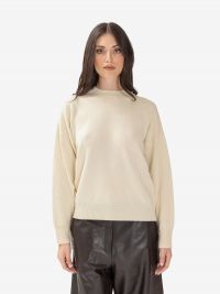 FEDERICA TOSI Maglia girocollo m/l con frange Panna