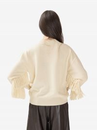 FEDERICA TOSI Maglia girocollo m/l con frange Panna