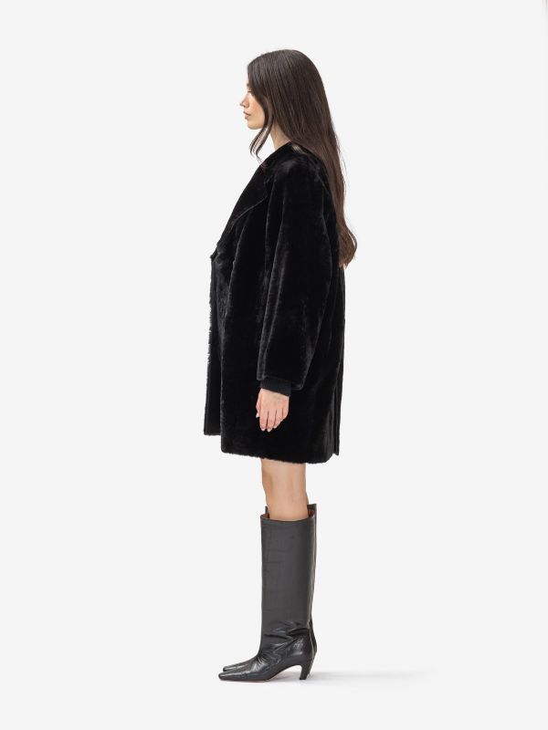 DESA 1972 Cappotto montone doppiopetto Nero