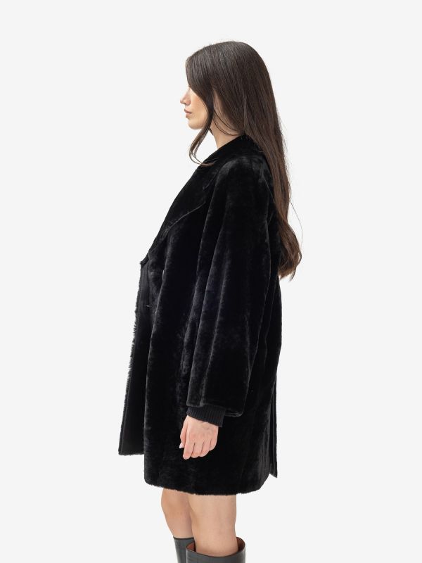 DESA 1972 Cappotto montone doppiopetto Nero