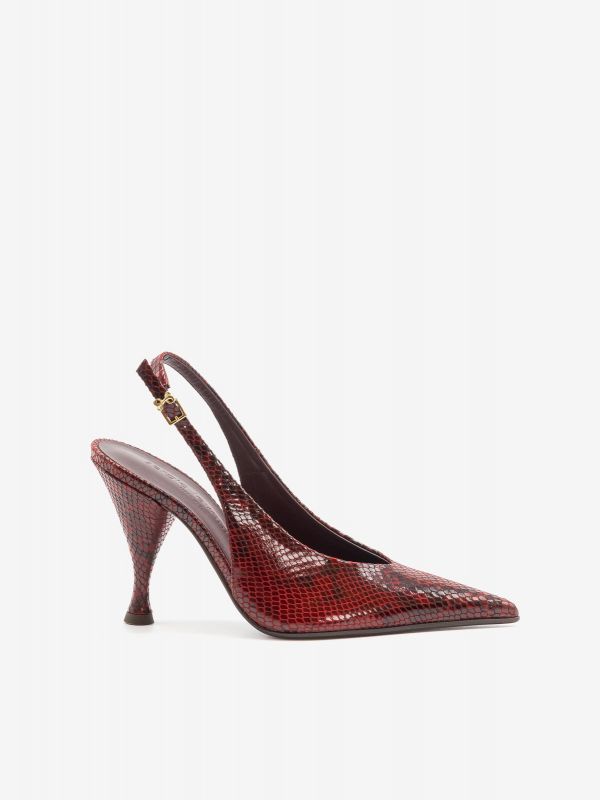 SERGIO LEVANTESI Slingback pitone tc 8 cm Rosso