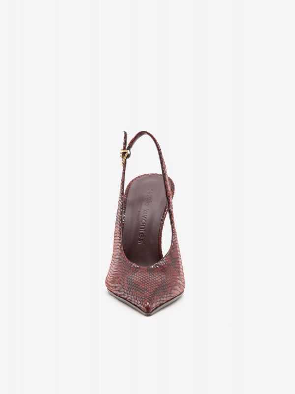 SERGIO LEVANTESI Slingback pitone tc 8 cm Rosso
