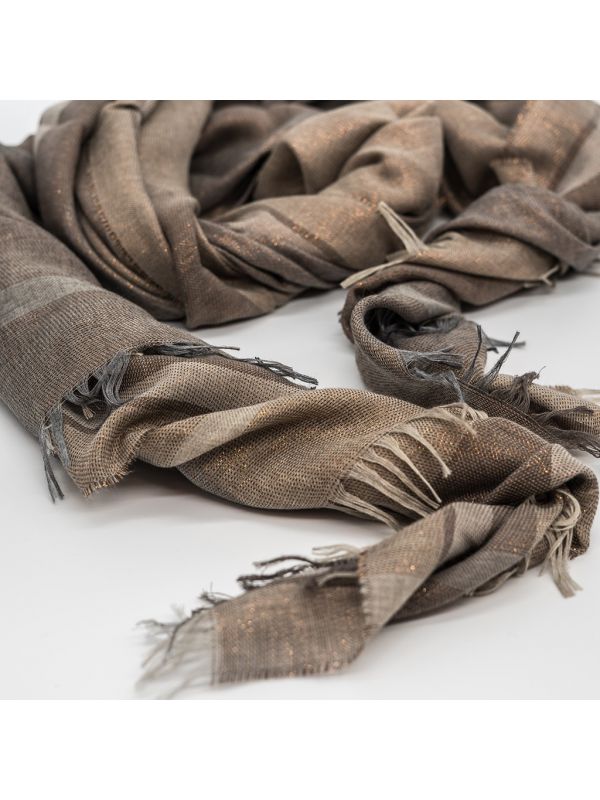 FABIANA FILIPPI Sciarpa con lurex e banda ramata Beige