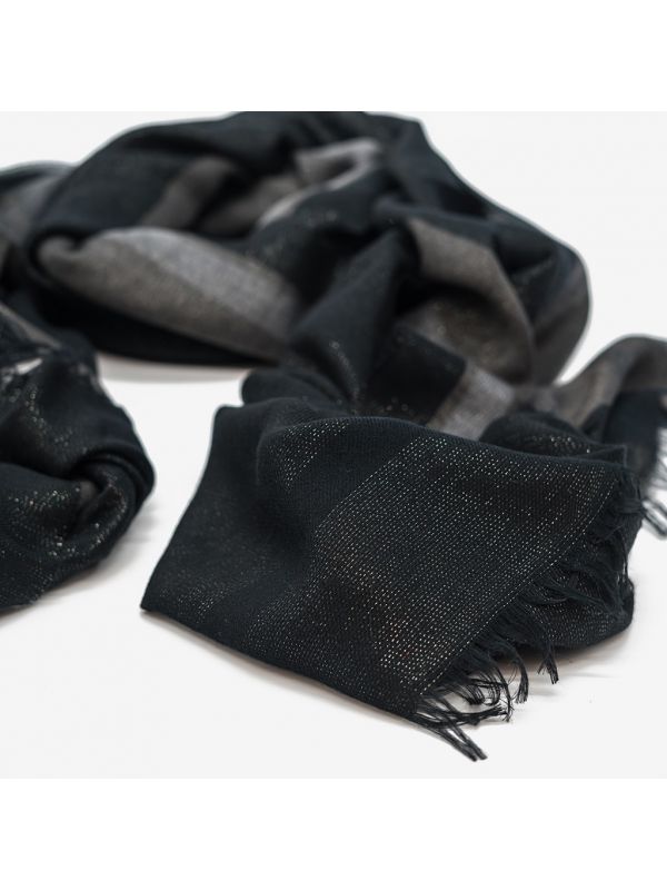 FABIANA FILIPPI Sciarpa con lurex con banda grigia Nero