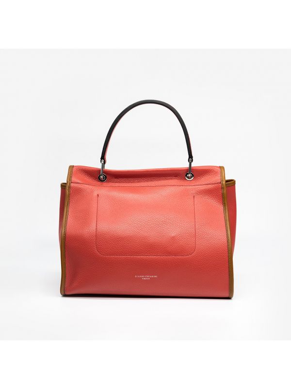 GIANNI CHIARINI "Elettra" grande con bordo cuoio Bianco