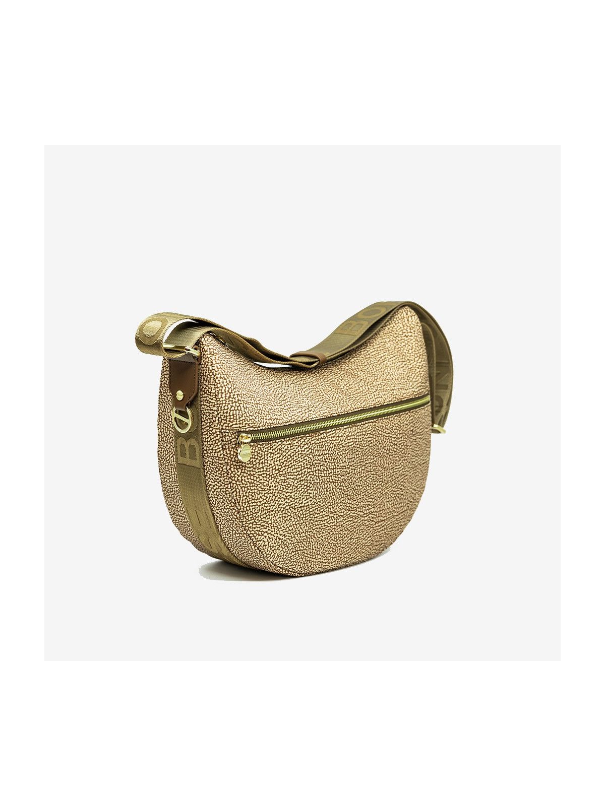 BORBONESE Luna bag middle con zip frontale Beige
