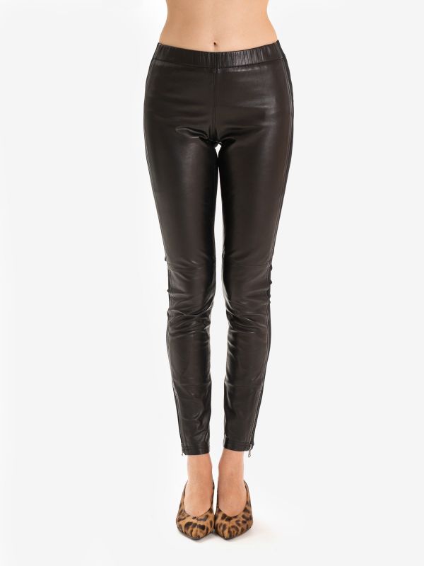 P.A.R.O.S.H. Leggins pelle e jersey Nero