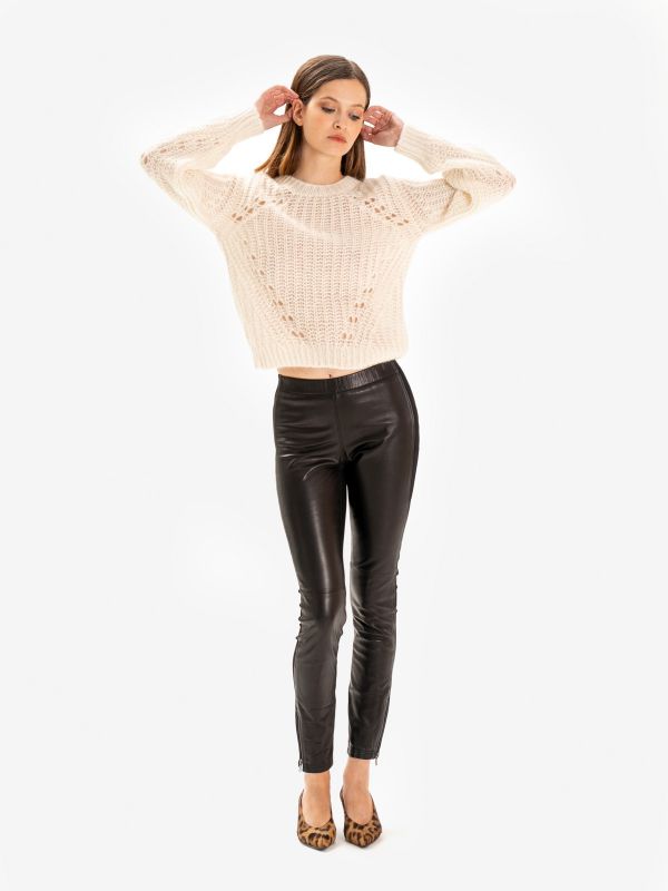 P.A.R.O.S.H. Leggins pelle e jersey Nero