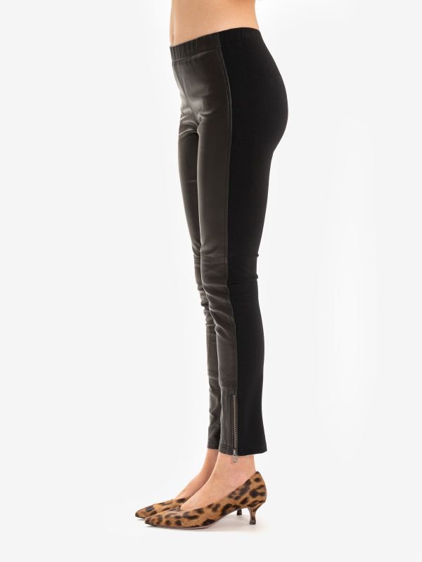 P.A.R.O.S.H. Leggins pelle e jersey Nero
