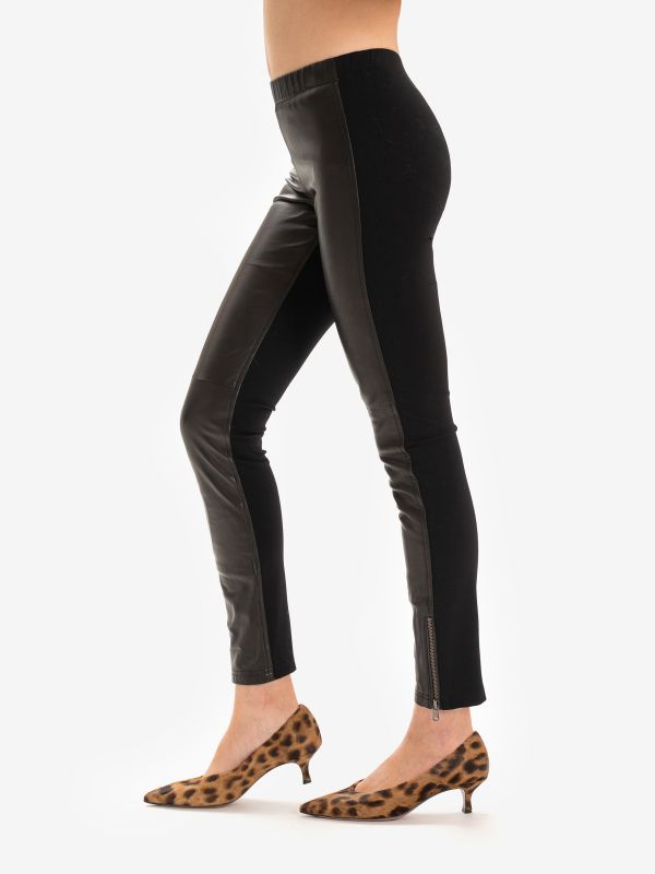 P.A.R.O.S.H. Leggins pelle e jersey Nero