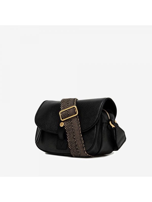 GIANNI CHIARINI "Michelle" a tracolla pelle + tracolla spigata Nero