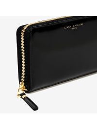 GIANNI CHIARINI Portafogli zip around pelle liscia Nero
