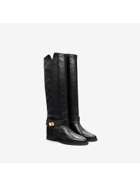 VIA ROMA 15 Stivale tubolare con fibbia oro Nero