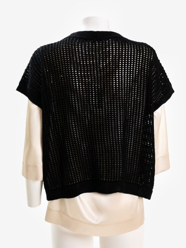 PESERICO Cardigan tricot m/m paillettes Nero