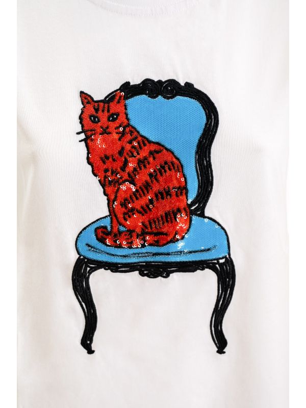 SPORTMAX T-shirt con stampa paillettes 