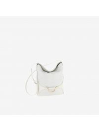 BORBONESE Borsa secchiello medium nylon ghiaccio + pelle bianca Bianco