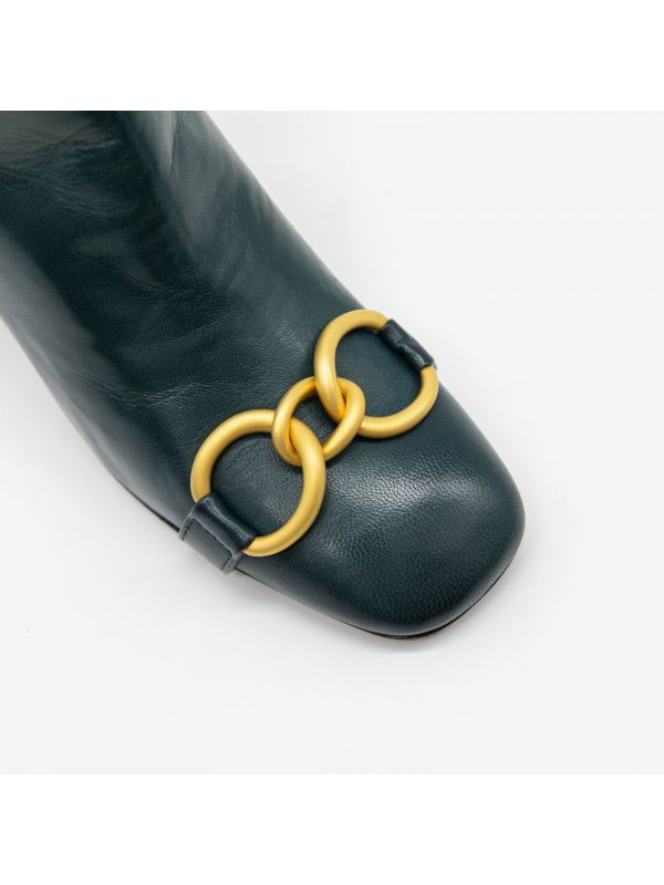 MARA BINI Stivaletto tacco 50 pelle con fibbia oro Verdone MARA BINI Stivaletto tacco 50 pelle con fibbia oro Verdone