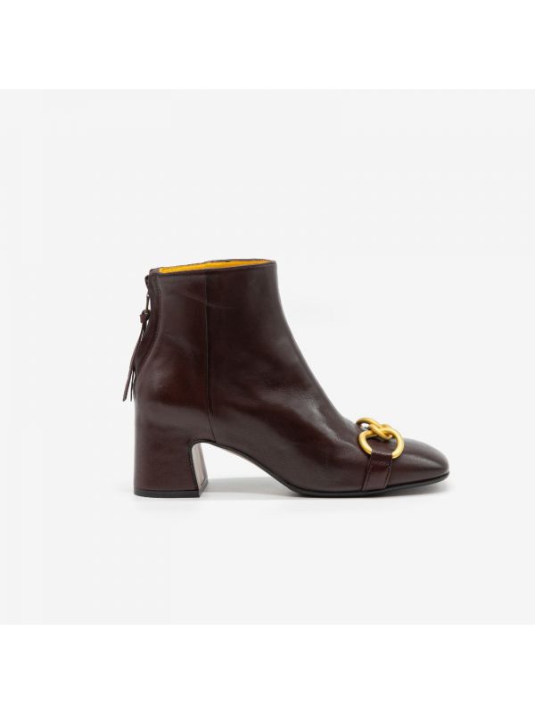 MARA BINI Stivaletto tacco 50 pelle con fibbia oro Bordeaux MARA BINI Stivaletto tacco 50 pelle con fibbia oro Bordeaux
