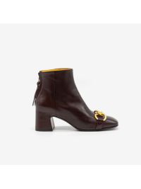 MARA BINI Stivaletto tacco 50 pelle con fibbia oro Bordeaux