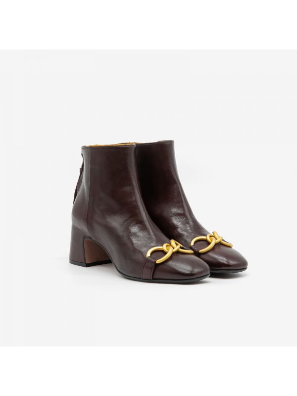 MARA BINI Stivaletto tacco 50 pelle con fibbia oro Bordeaux MARA BINI Stivaletto tacco 50 pelle con fibbia oro Bordeaux