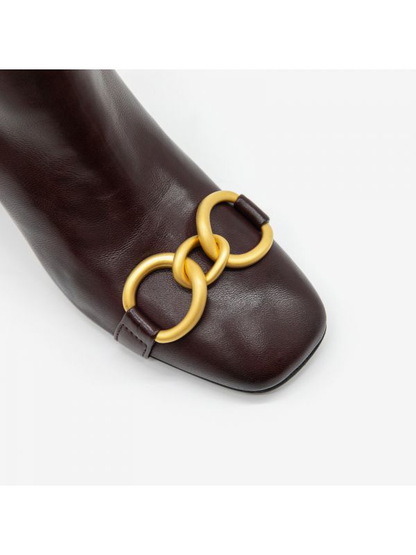 MARA BINI Stivaletto tacco 50 pelle con fibbia oro Bordeaux MARA BINI Stivaletto tacco 50 pelle con fibbia oro Bordeaux