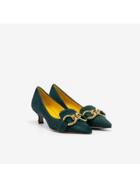 MARA BINI Dècolletè cavallino tacco 30 + fibbia oro Verde