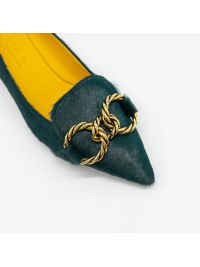 MARA BINI Dècolletè cavallino tacco 30 + fibbia oro Verde