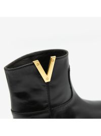 VIA ROMA 15 Stivaletto basso "v" oro rialzo interno Nero