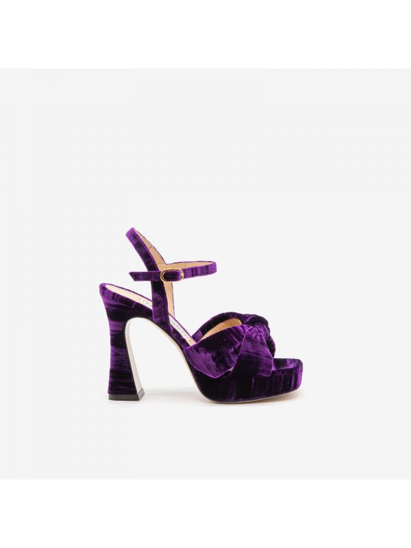 FRANCESCO SACCO Sandalo plateau tacco 10 velluto Viola FRANCESCO SACCO Sandalo plateau tacco 10 velluto Viola