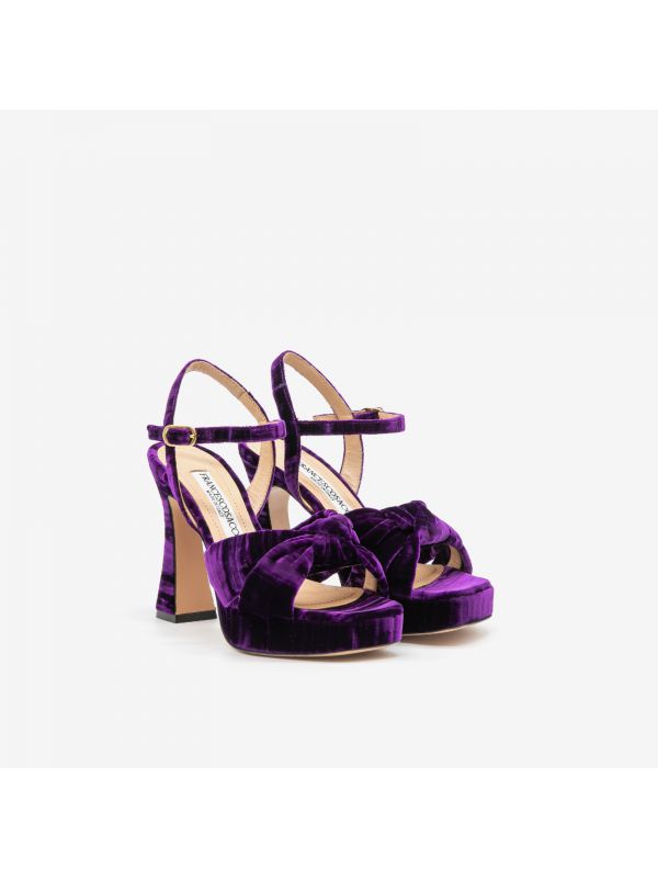 FRANCESCO SACCO Sandalo plateau tacco 10 velluto Viola FRANCESCO SACCO Sandalo plateau tacco 10 velluto Viola
