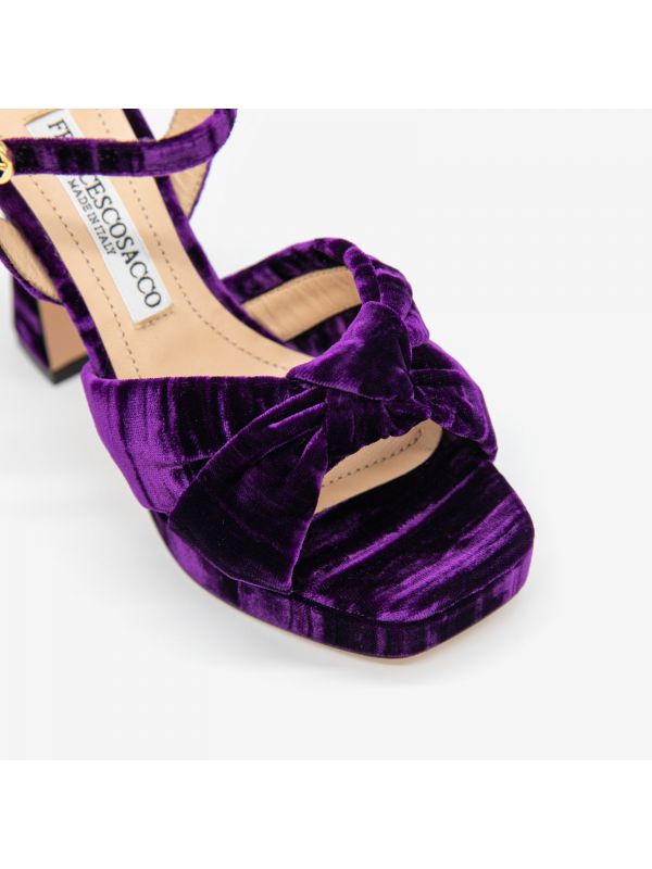 FRANCESCO SACCO Sandalo plateau tacco 10 velluto Viola FRANCESCO SACCO Sandalo plateau tacco 10 velluto Viola
