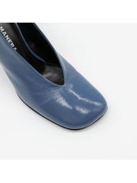 HALMANERA Decolletè pelle lucida tacco 80 Celeste