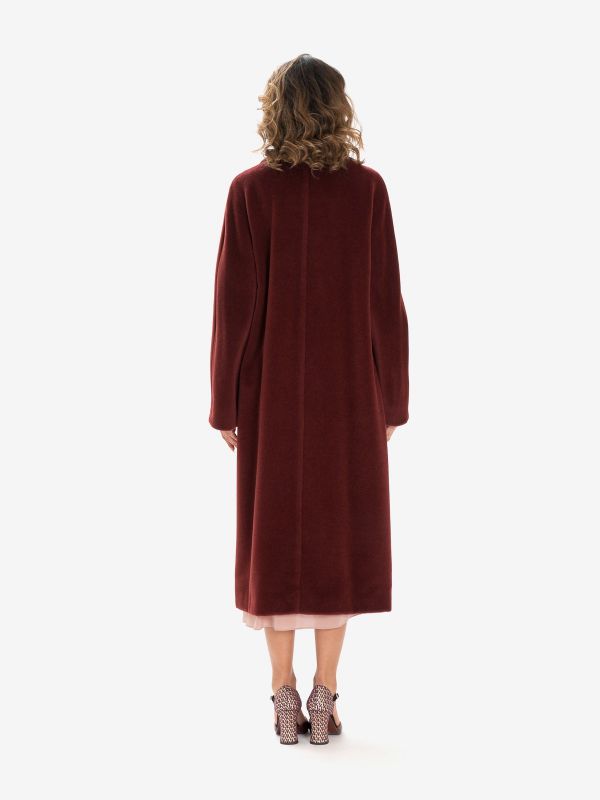 MAX MARA STUDIO Cappotto lungo alpaca doppiopetto Bordeaux