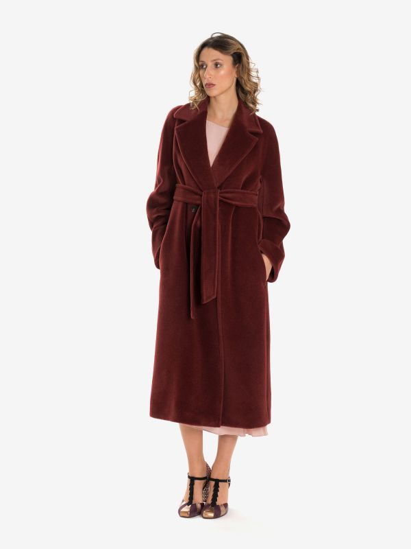 MAX MARA STUDIO Cappotto lungo alpaca doppiopetto Bordeaux